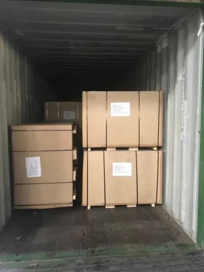 Red oak flooring boxed and palletized for export